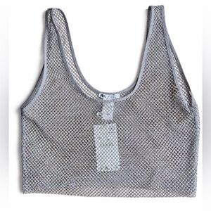 Zara Silver Iridescent Mesh Bandeau NWT